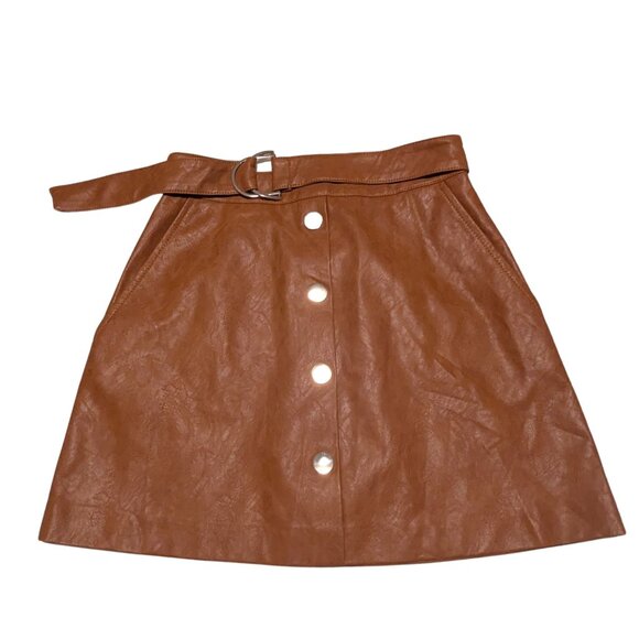 ❄️🤎 ZARA Faux Leather Belted Skort Caramel Brown XS | Winter Chic NWT - Picture 2 of 5